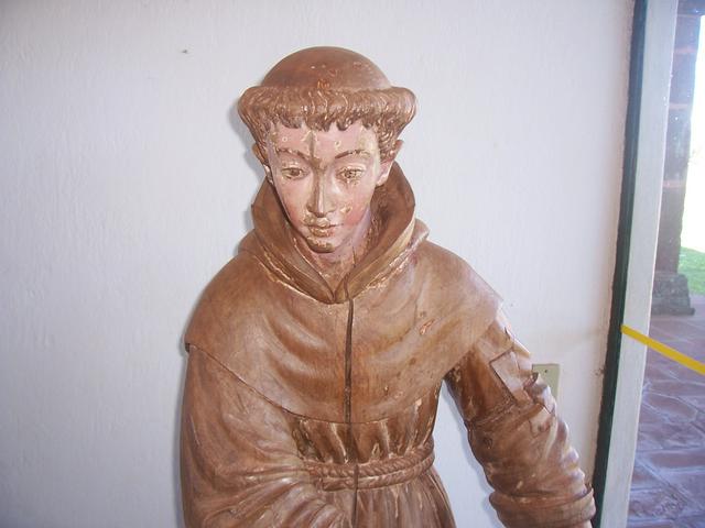 One of the wood statues recovered from the cathedral in the Mission Museum.