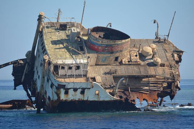 Old Russian shipwreck in Na'ama Bay