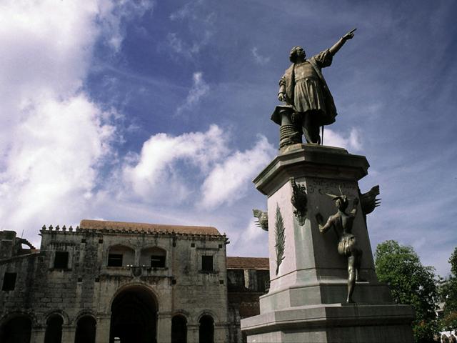 The Parque Colon in the Colonial Zone of Santo Domingo