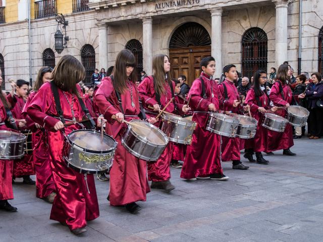 Drummers at a Holy Week procession.