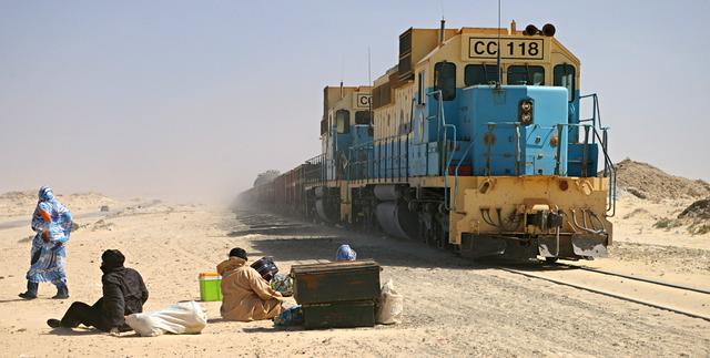 SNIM iron ore train near the station in Nouadhibou.