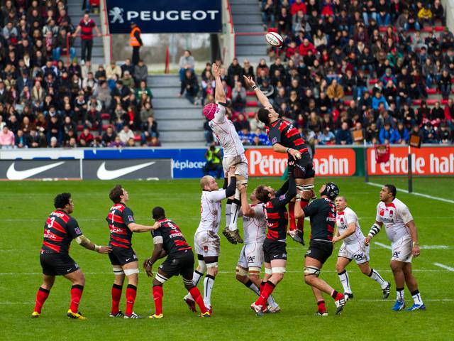 Rugby union match in Toulouse.