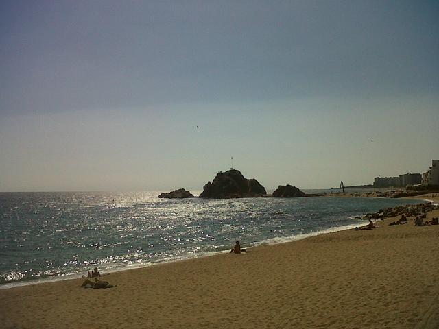 Sa Palomera rock from Blanes beach.