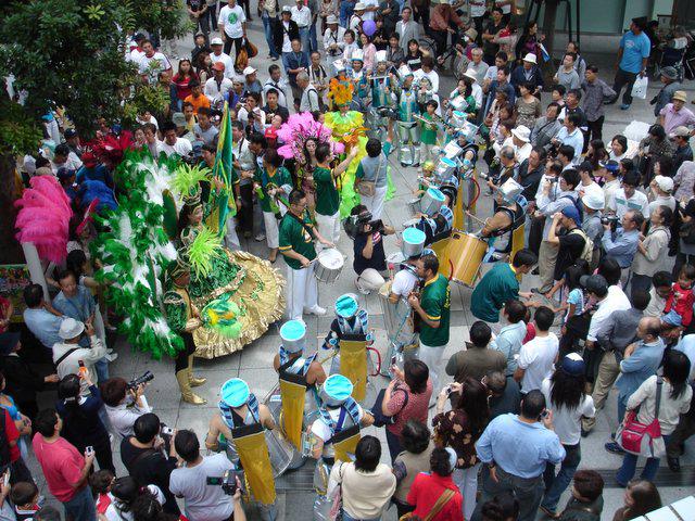 A Brazilian samba parade near Shin-Hamamatsu station