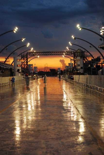 Sambodrome at night. Here thousands spend the night dancing, singing and celebrating their favorite samba school (comparable to soccer teams) till dawn.