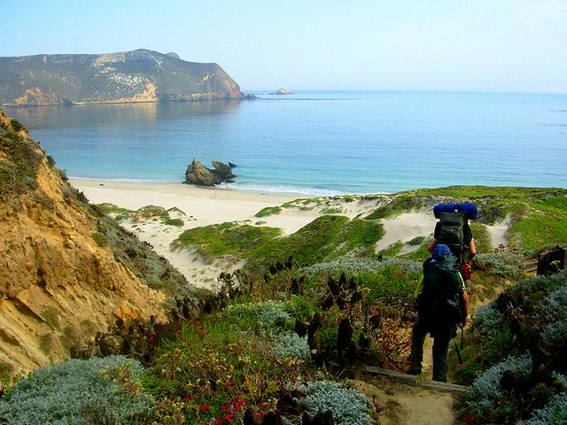 Hiking down to Cuyler Harbor from the campground