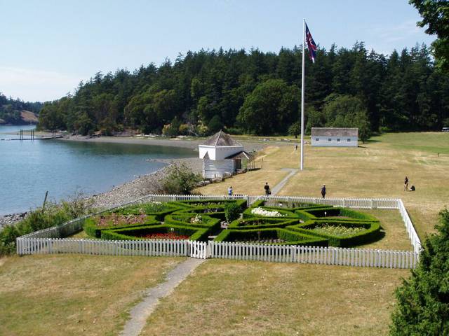 The British Camp in the San Juan Island National Historical Park is the only part of a US national park that commemorates a British military site and the only one that flies the British Union Flag.