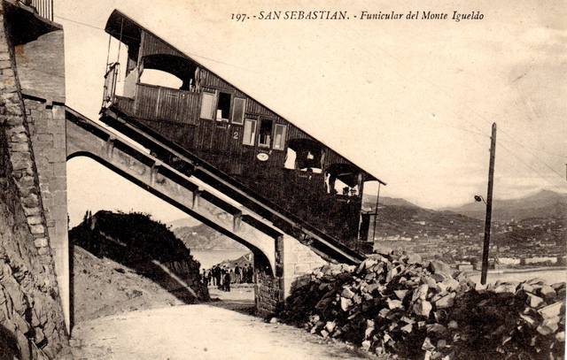 San Sebastián Igeldo funicular historic postcard