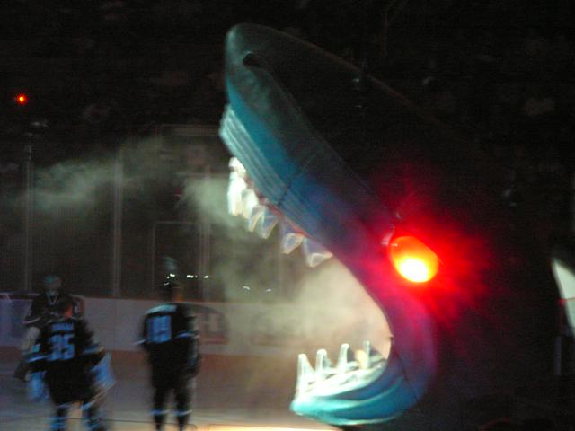 You're on their ice when the San Jose sharkhead is lowered from the ceiling of the arena, affectionately known as "The Shark Tank."