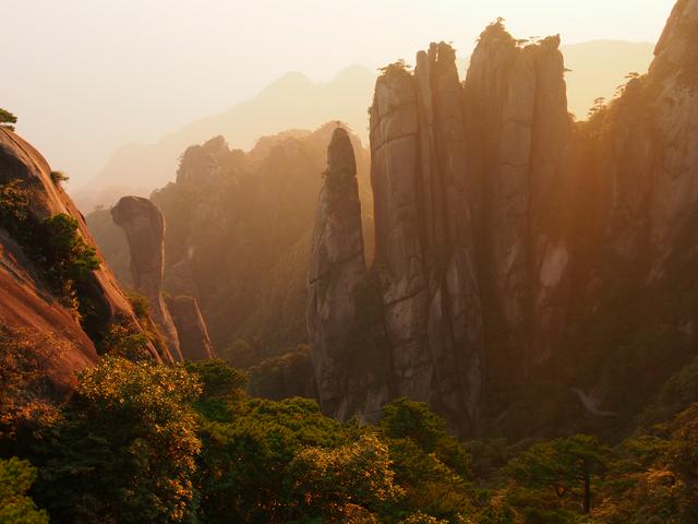 Sunrise at Sanqingshan, with the Giant Python Emerging from the Mountain to the left