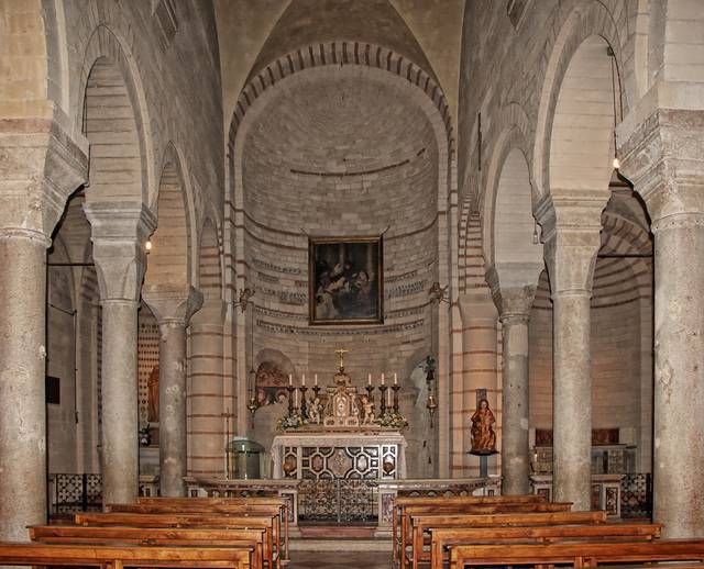 Interior of the Romanesque Santa Maria Antica, built in 1185