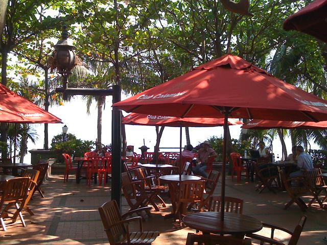 Outdoor cafeteria at the airport