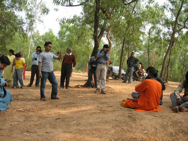 An itinerant baul singer entertaining tourists in the Khowai area