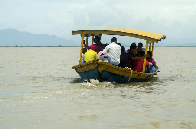 A tourist boat near dolphin point, Satapada, Chilika Lake, Odisha