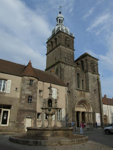 Front of the Basilique and Fountain of Saint-Andoche