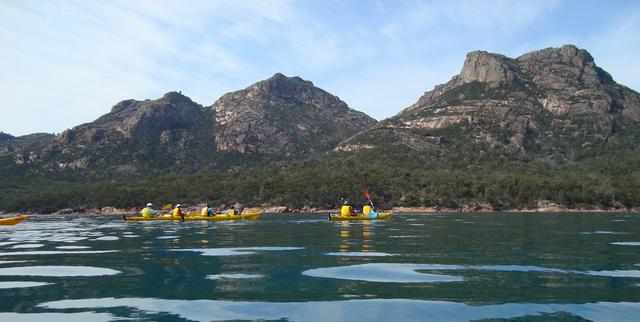 Sea kayaking from Coles Bay