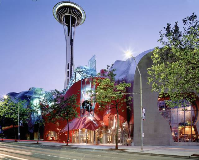 The Museum of Pop Culture beneath the Space Needle