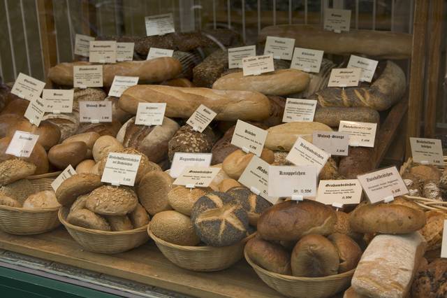 Selection of bread in a German bakery