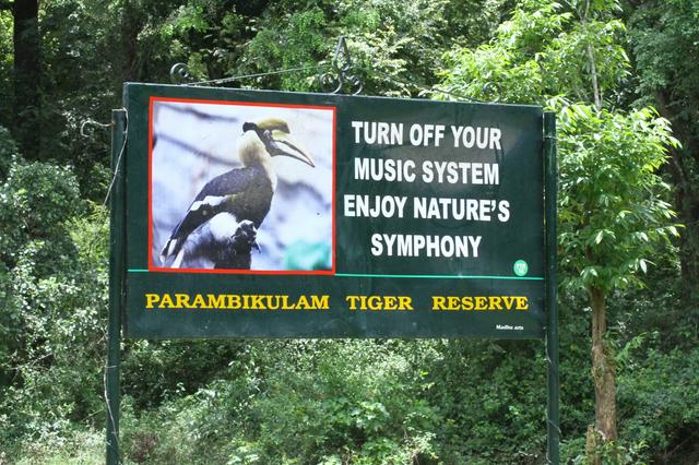 Signage at Parambikulam Tiger Reserve