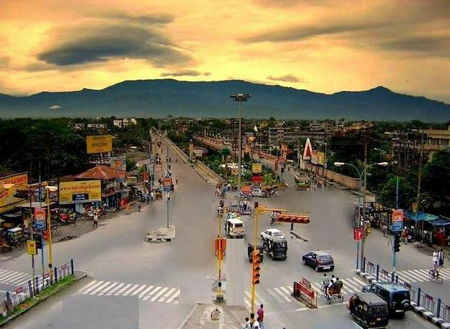 Outskirts of Siliguri and the Darjeeling Hills beyond