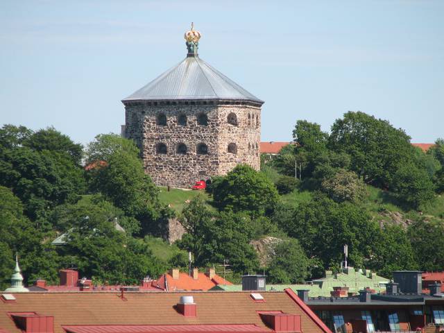 The Skansen Kronan is positioned atop a steep hill in Haga