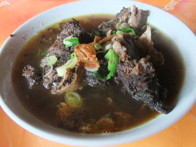 Sop konro with water buffalo neck bones; this soup is often made with beef