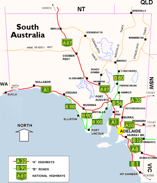 Highways that connect to other Australian destinations.