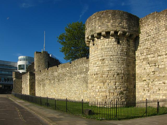 Old town walls and Catchcold Tower, Westquay in background