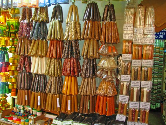 A bright display of spices at the Kandy Central Market