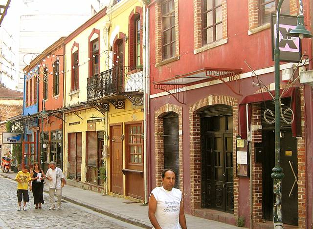  A street in the Ladadika neighbourhood