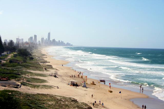 Nobby Beach looking north toward Surfers Paradise