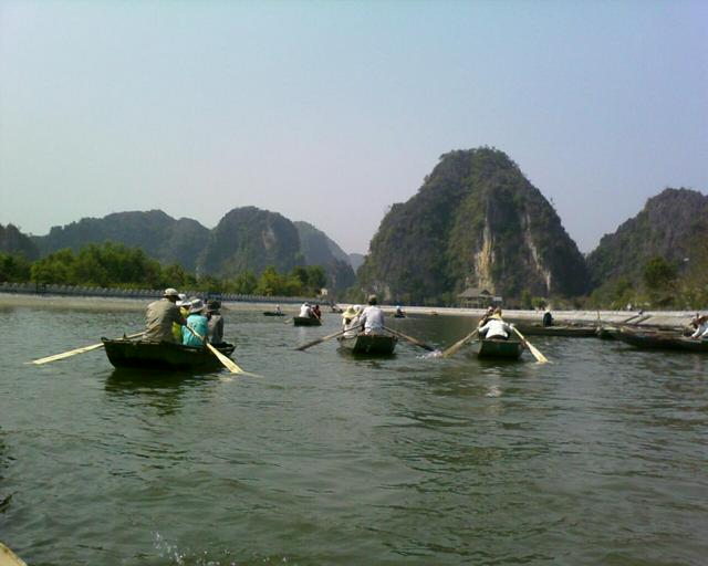 Tour boats in the nearby Tam Coc area