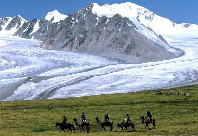 Riding past a glacier