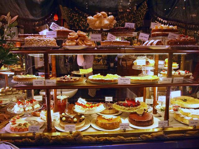 Cakes on display at Hopetoun Tea Room on Collins Street