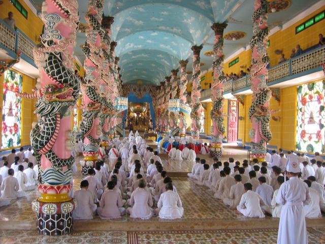 Inside Cao Dai Temple