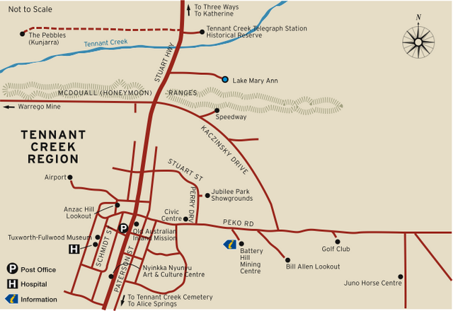 Map of Tennant Creek Town, NT