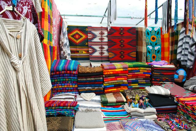 Textiles for sale in front of Templo Santo Domingo