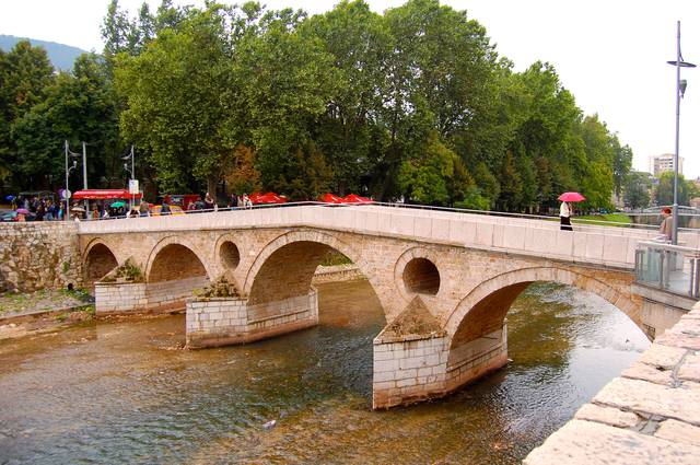 The Latin Bridge, close to where Archduke Franz Ferdinand was assassinated, triggering World War I.