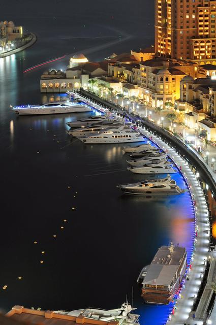 Yachts docked at the Pearl