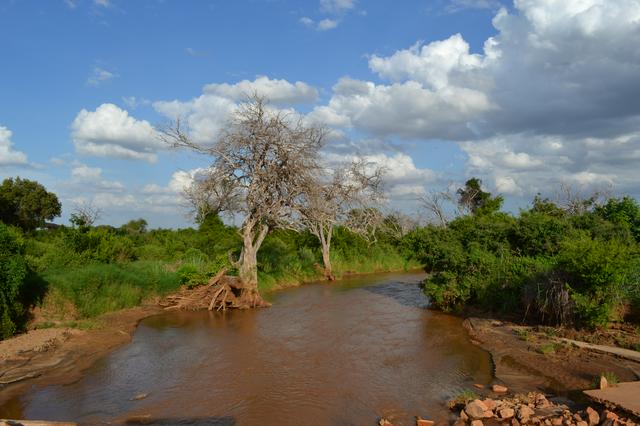 The Voi River towards the east and the Aruba Dam