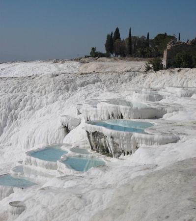 The travertine hot springs.