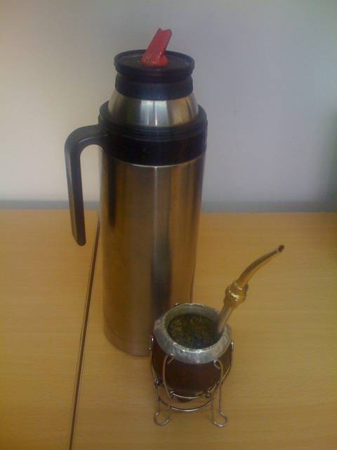 Thermos bottle, gourd with mate and bombilla