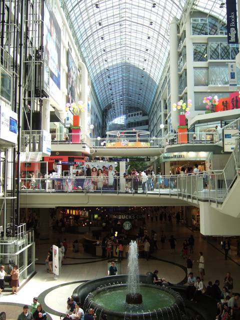 Interior view of the Toronto Eaton Centre.