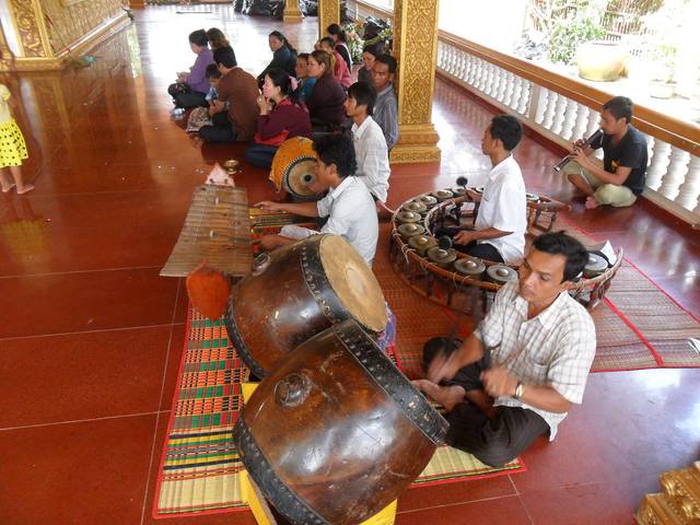 Traditional musicians at a temple