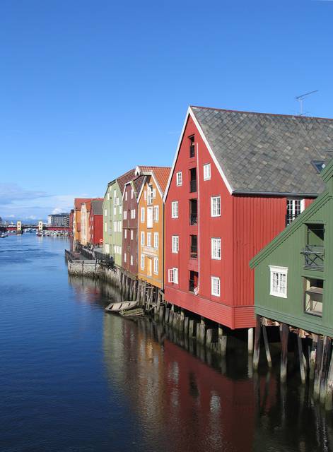 Riverfront view in Trondheim.