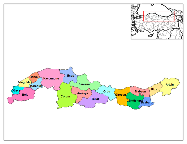 Provinces of Turkish Black Sea coast