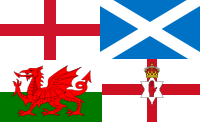 Clockwise from top left: the flags of England, Scotland, Northern Ireland and Wales