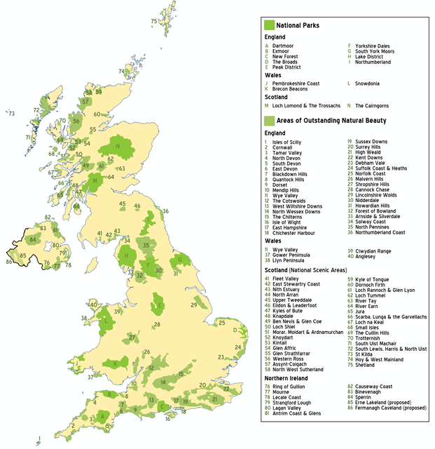 National Parks and Areas of Outstanding Natural Beauty in the UK