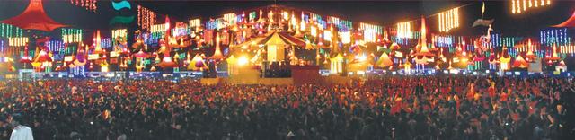 People performing Garba as part of Navratri celebrations in Vadodara