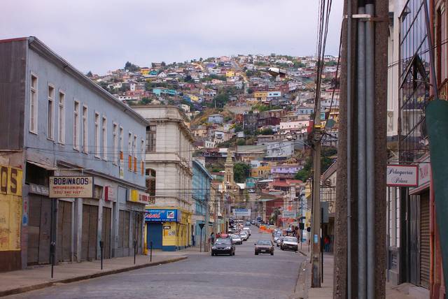 View from downtown Valparaiso (Chile) to one of the hills.